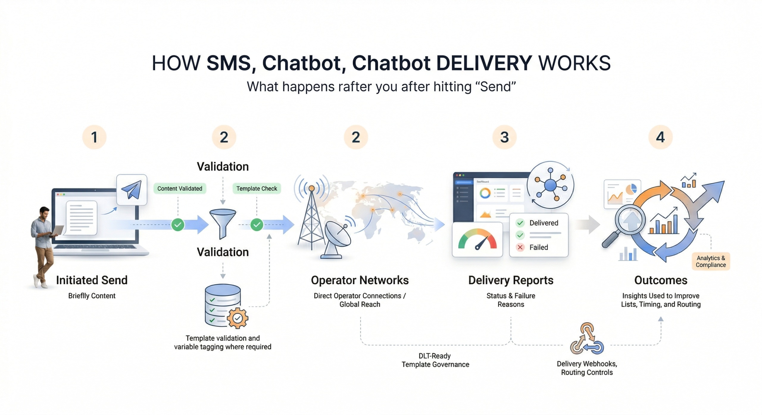 SMS Delivery Flow & Telemetry Architecture Diagram